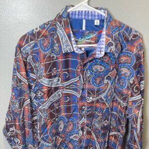 Robert Graham Men's Queen's Guard Sport Shirt Paisley Plaid Size XL